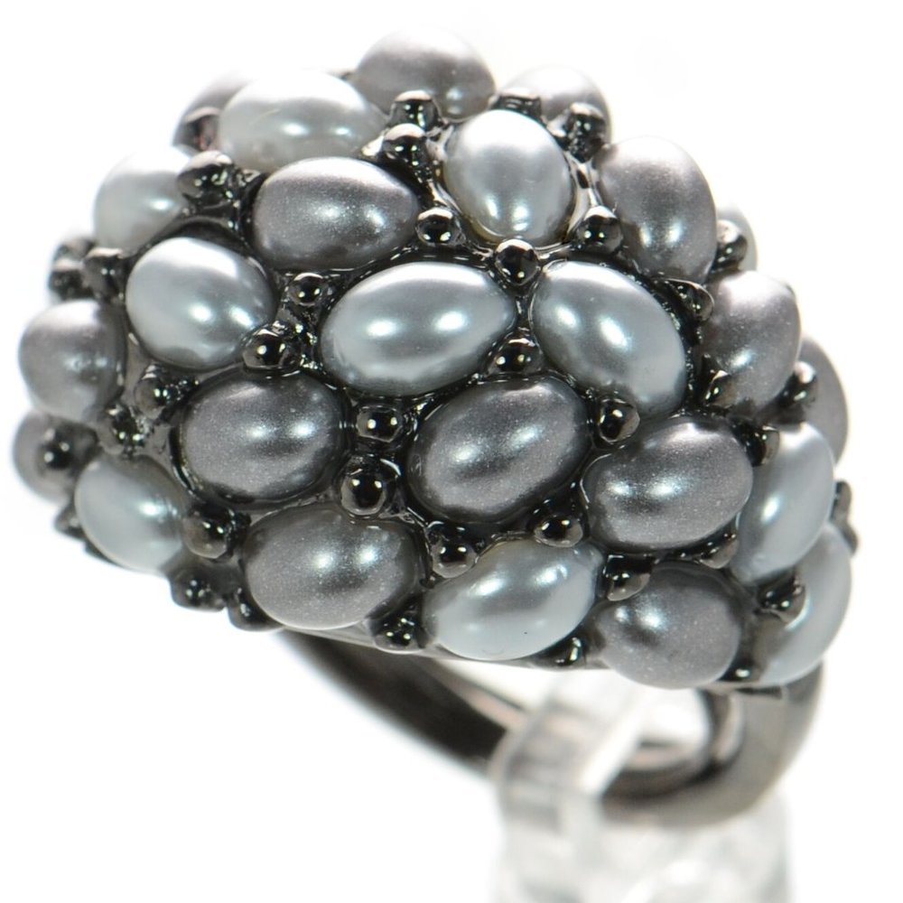 Kenneth Jay Lane KJL Simulated Pearl Cabochon Dome Ring